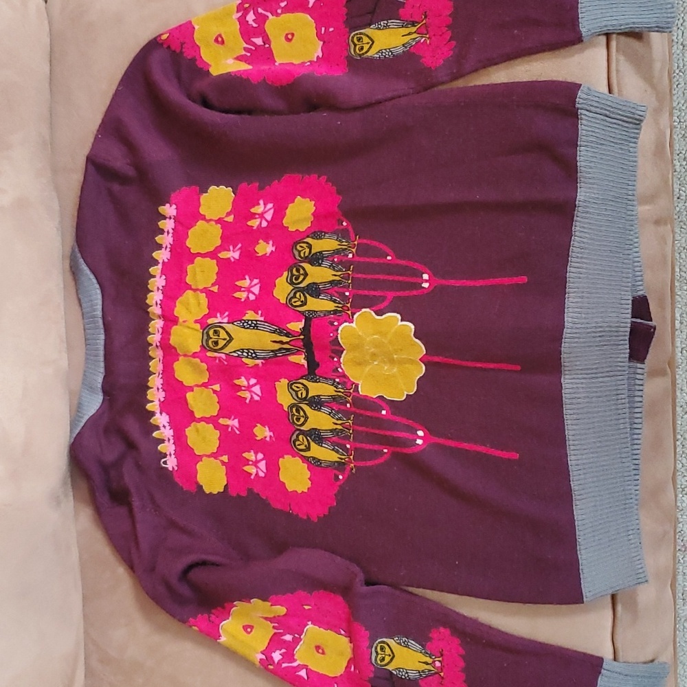 Knitted Dove Hot Pink Owl cardigan wool blend - Picture 3 of 4